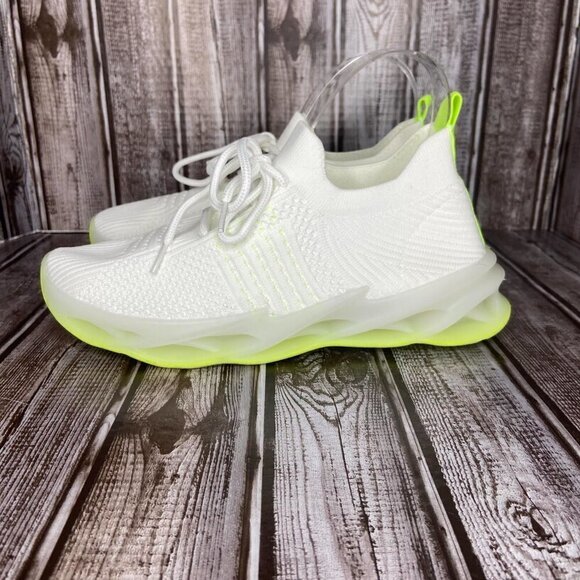 🧿 LIME GREEN WHITE SNEAKERS - Picture 3 of 10